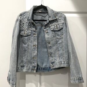 Loose Fitting Blue Jean Embroidered Jacket